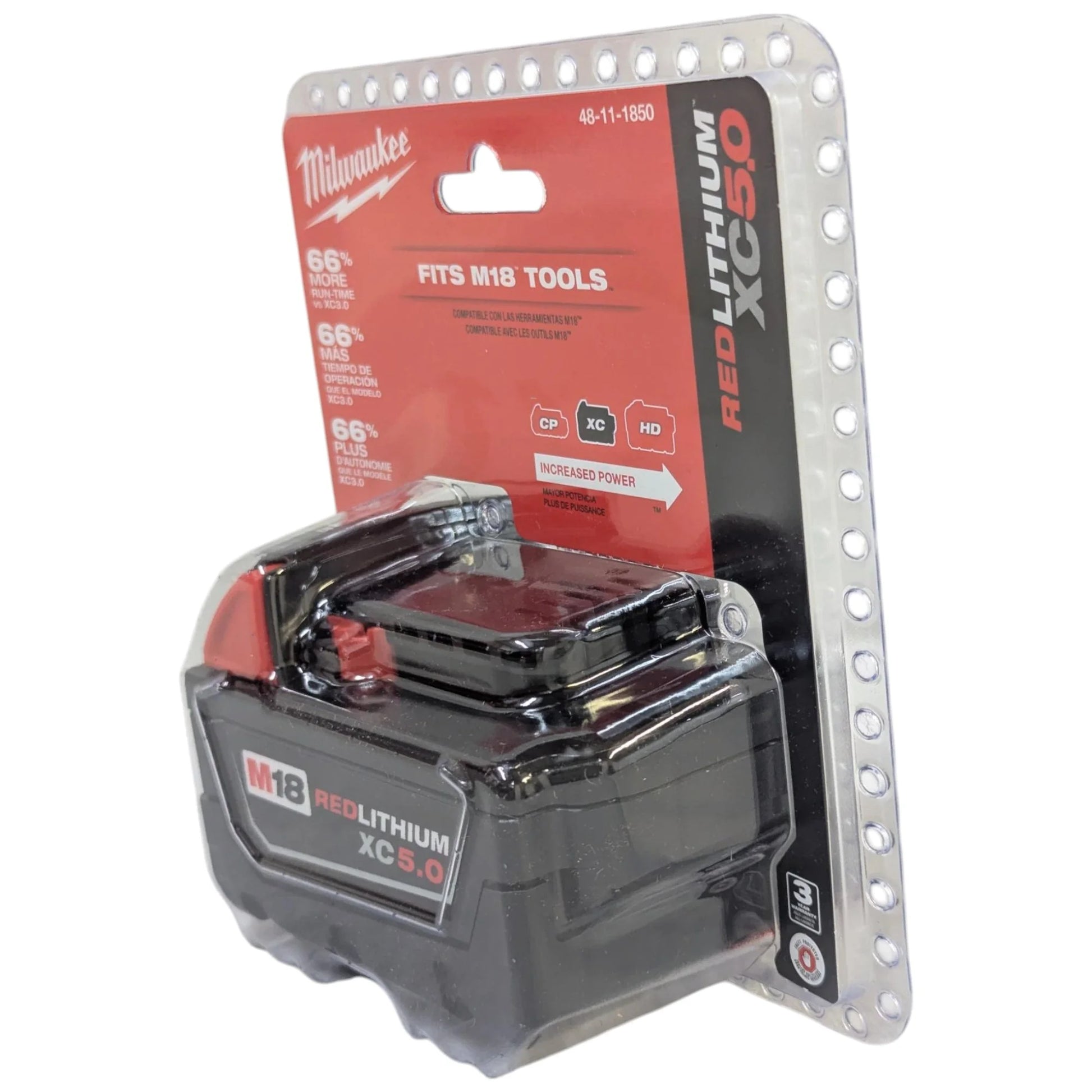 Milwaukee 48-11-1850 M18 REDLITHIUM XC 5.0Ah Battery Pack - 18V Lithium-Ion Rechargeable Power Tool Battery