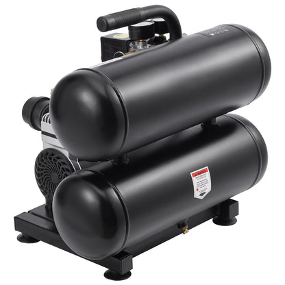 KFFKFF Air Compressor with 4.6 Gallon Steel Tank, 1HP & 2.2 CFM@90 PSI, Oil-Free Operation & Maximum 120PSI, 80dB Quiet Portable Unit for Auto Maintenance, Tire Filling, and Spray Paint Jobs