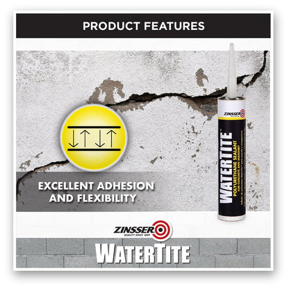 12 Pack, Gray, Zinsser WaterTite Polyurethane Sealant for Concrete and Masonry-5091DSV, 10.1 oz Cartridge