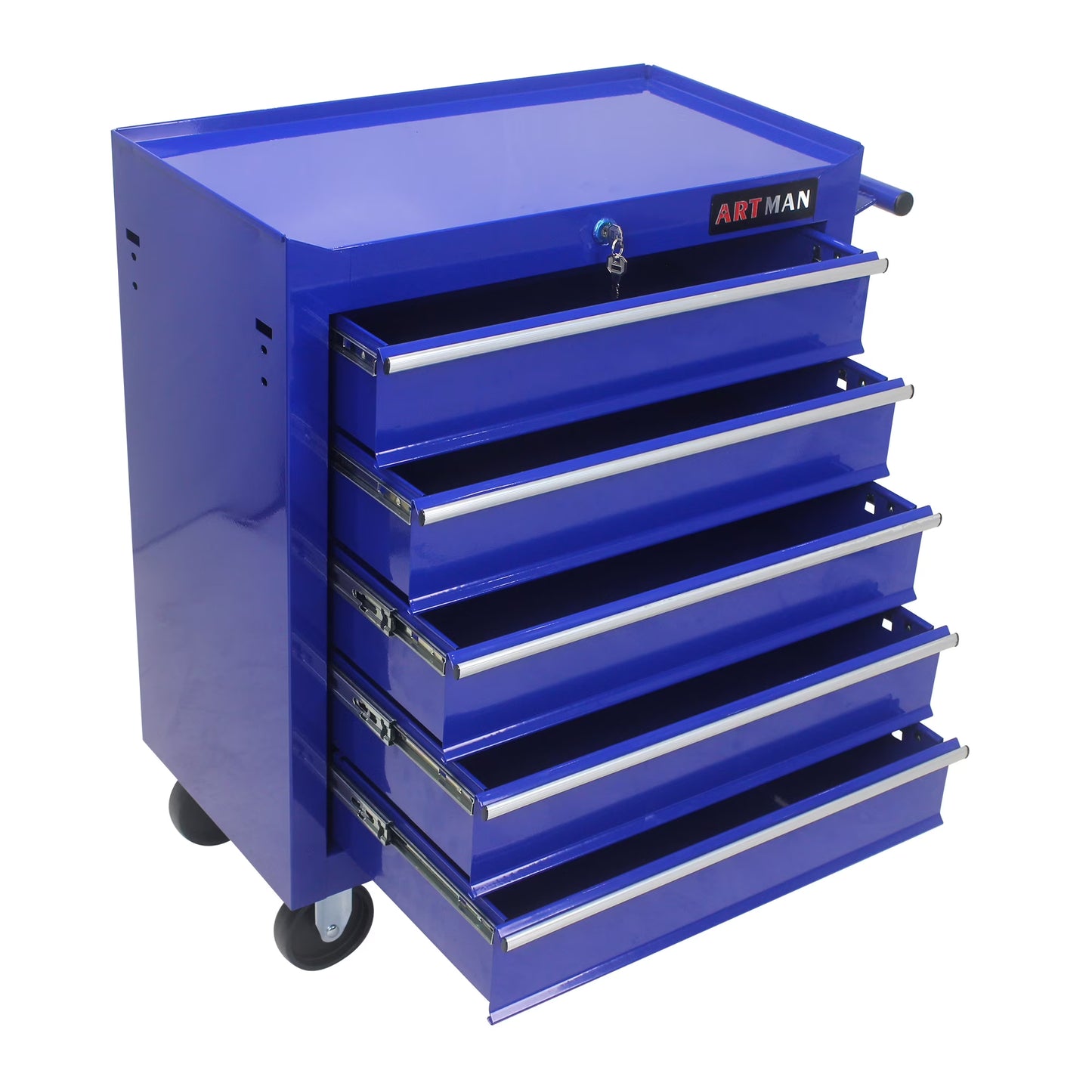 5-Drawer Rolling Tool Chest on Wheels, 24-inch Tool Storage Cabinet with Locking System for Garage Workshop Warehouse Repair Shop, Red
