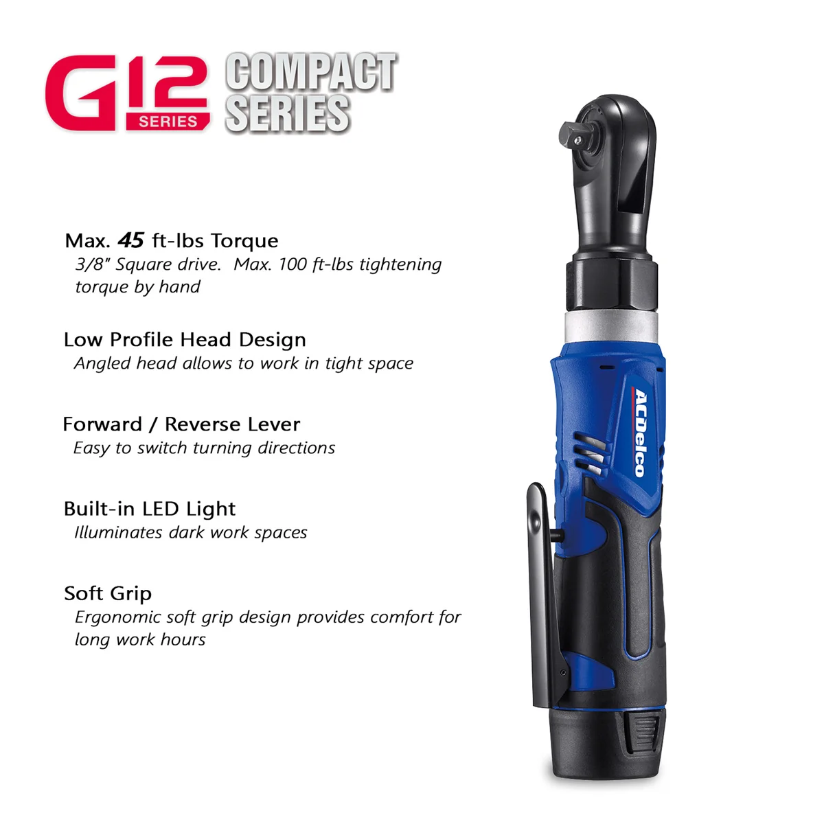 ACDelco ACDelco G12 Series 12V Li-ion Cordless 3/8"? Ratchet Wrench & Impact Wrench Combo Tool Kit