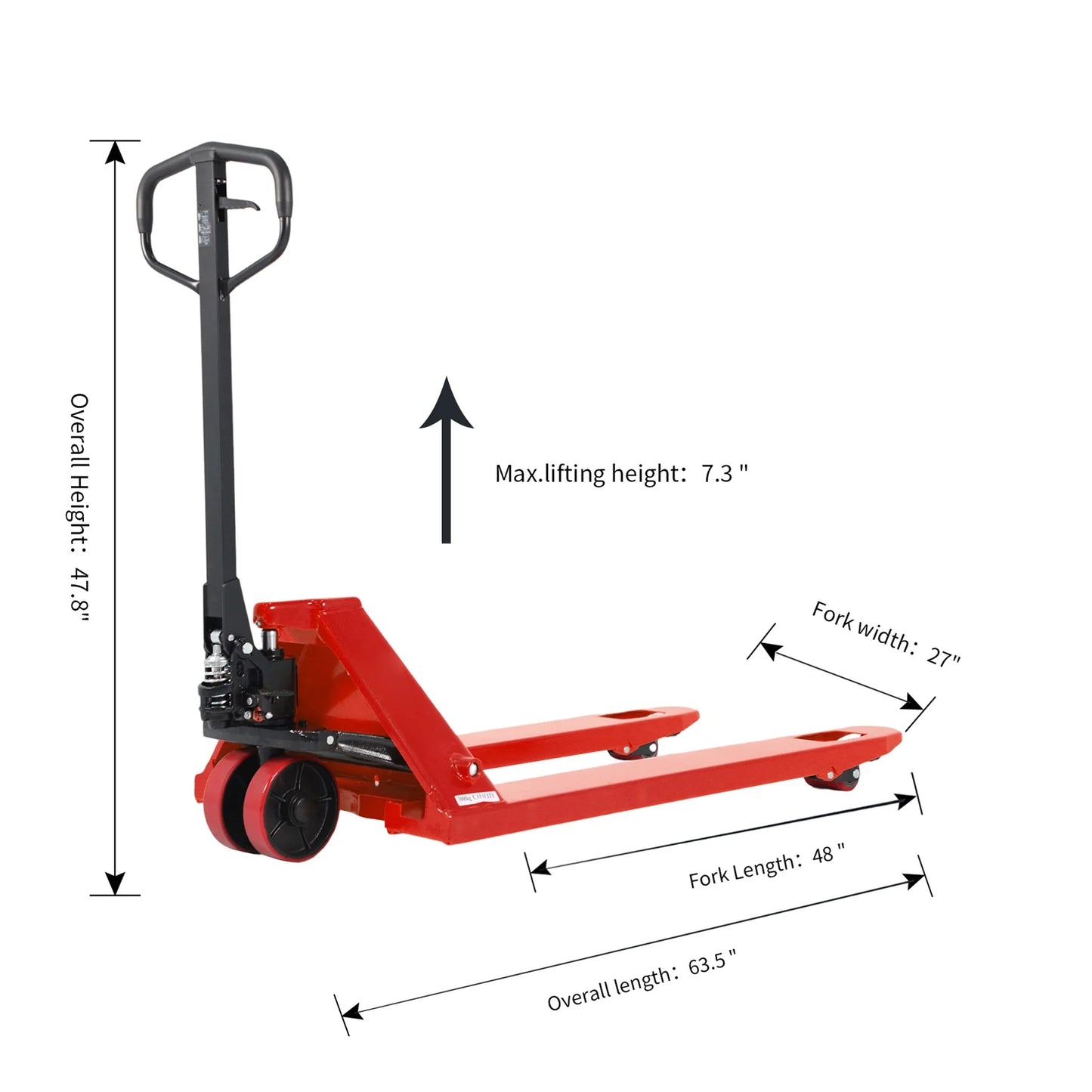 Tory Carrier 5500lb with 48"X27" Fork Hand Manual Pallet Jack Truck Orange