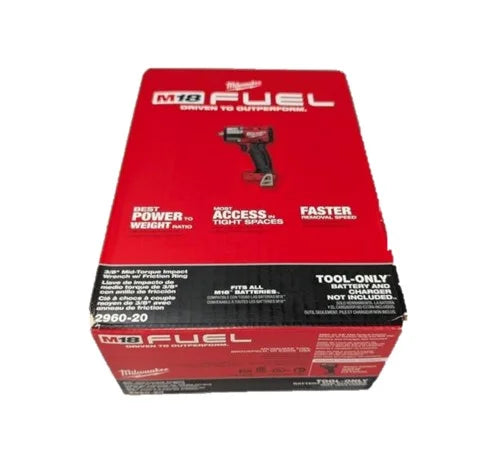 Milwaukee 2960-20 M18 FUEL 3/8" Mid-Torque Impact Wrench with Friction Ring - 600 ft-lbs Torque, Compact Design, 4-Mode Control, Brushless Motor (Bare Tool)