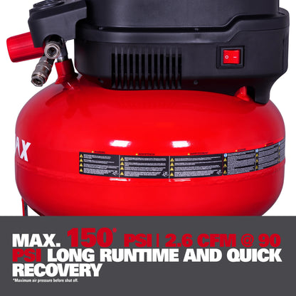 Ecomax 6 Gallon Portable Pancake Air Compressor, 150 PSI 1.0 HP Oil-Free Electric for Home Garage & Shop