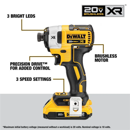 DEWALT 20V MAX Brushless Cordless Drill & Impact Driver Combo Kit with 2 Batteries & Charger - DCK248D2
