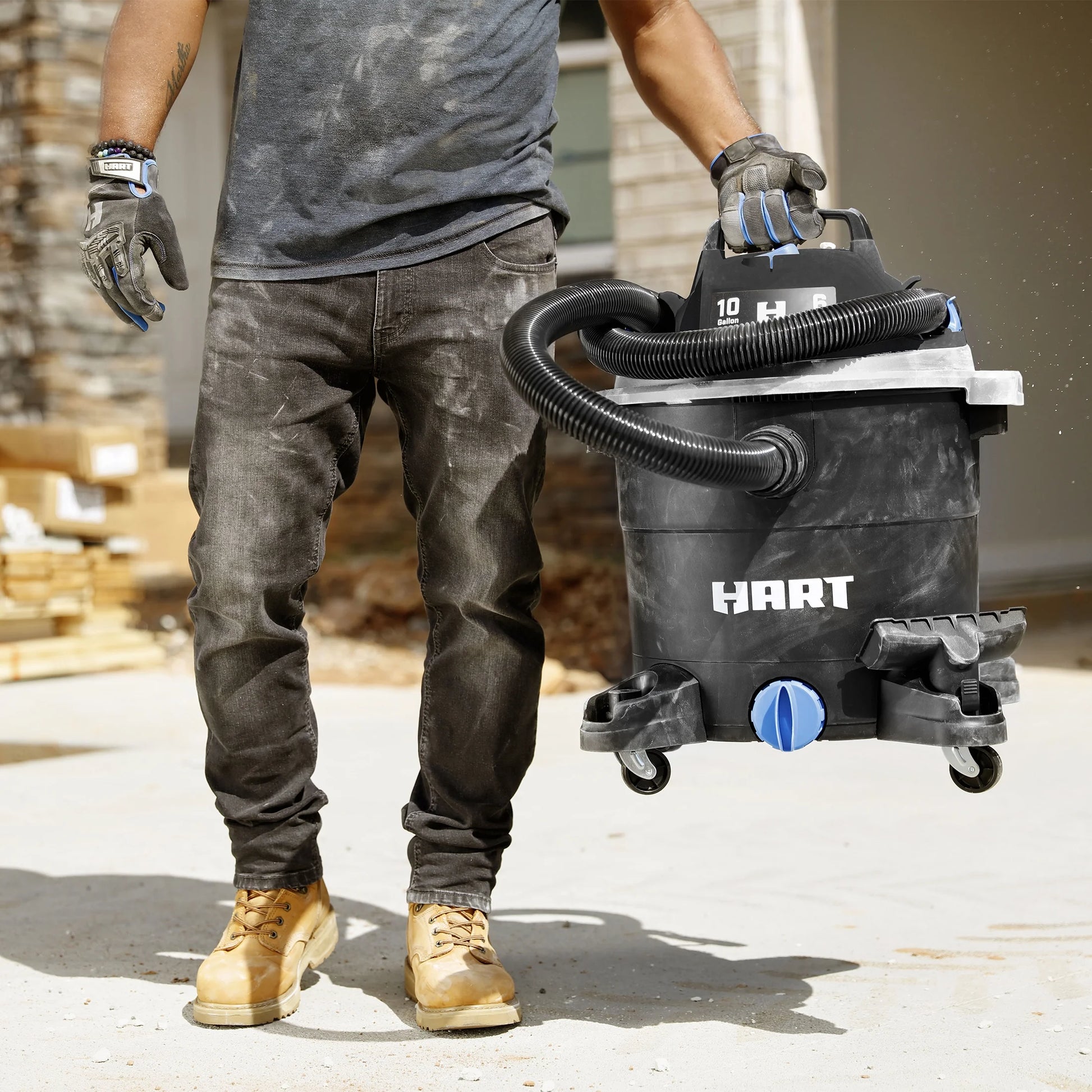 HART 10 Gallon 6 Peak HP Poly Wet/Dry Vacuum, VOC1012PF 3703