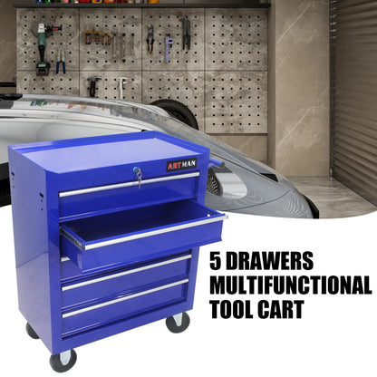 IVV 5-Drawer Rolling Tool Chest, Large-Capacity Tool Box with Wheels and Drawers, Tool Chest with Lock for Warehouse, Garage, Repair Shop and Tool Room (Blue)
