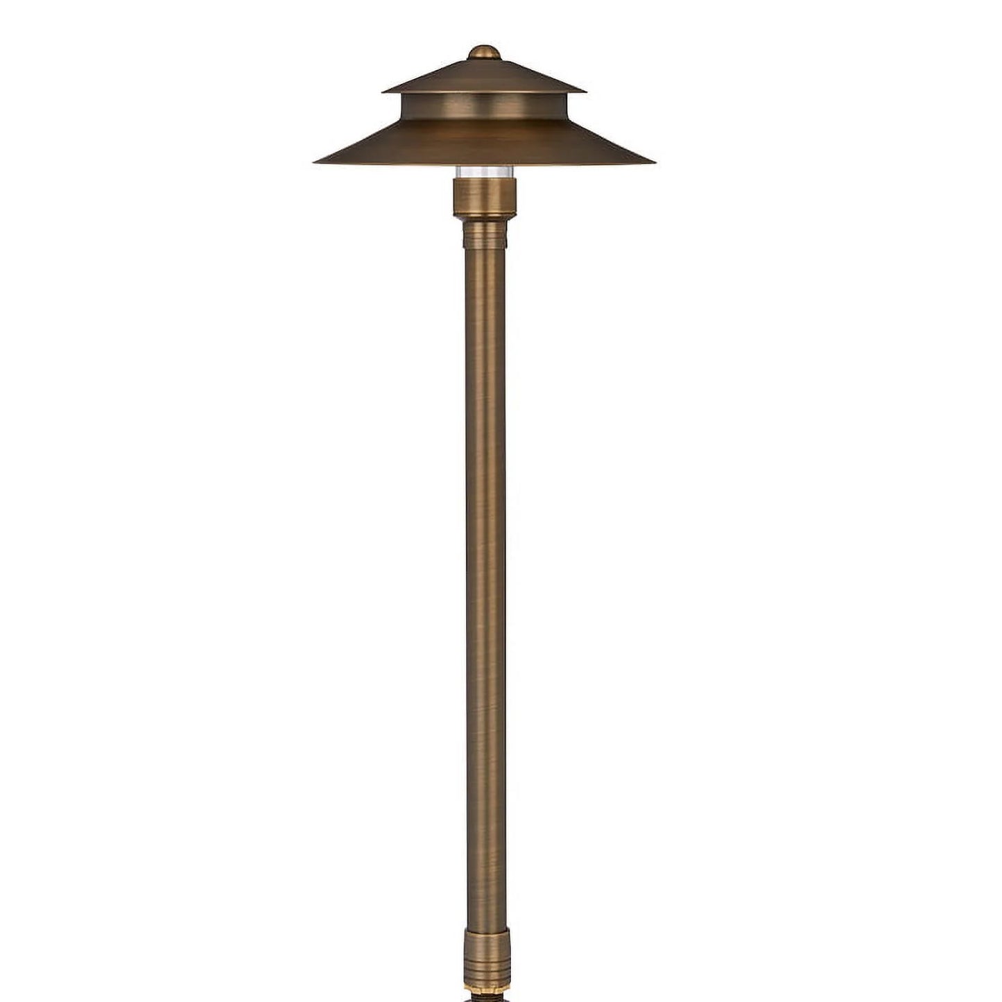VOLT Stratum 12V Brass 2-Tier Path Light (9" Shade, 25" Tall)