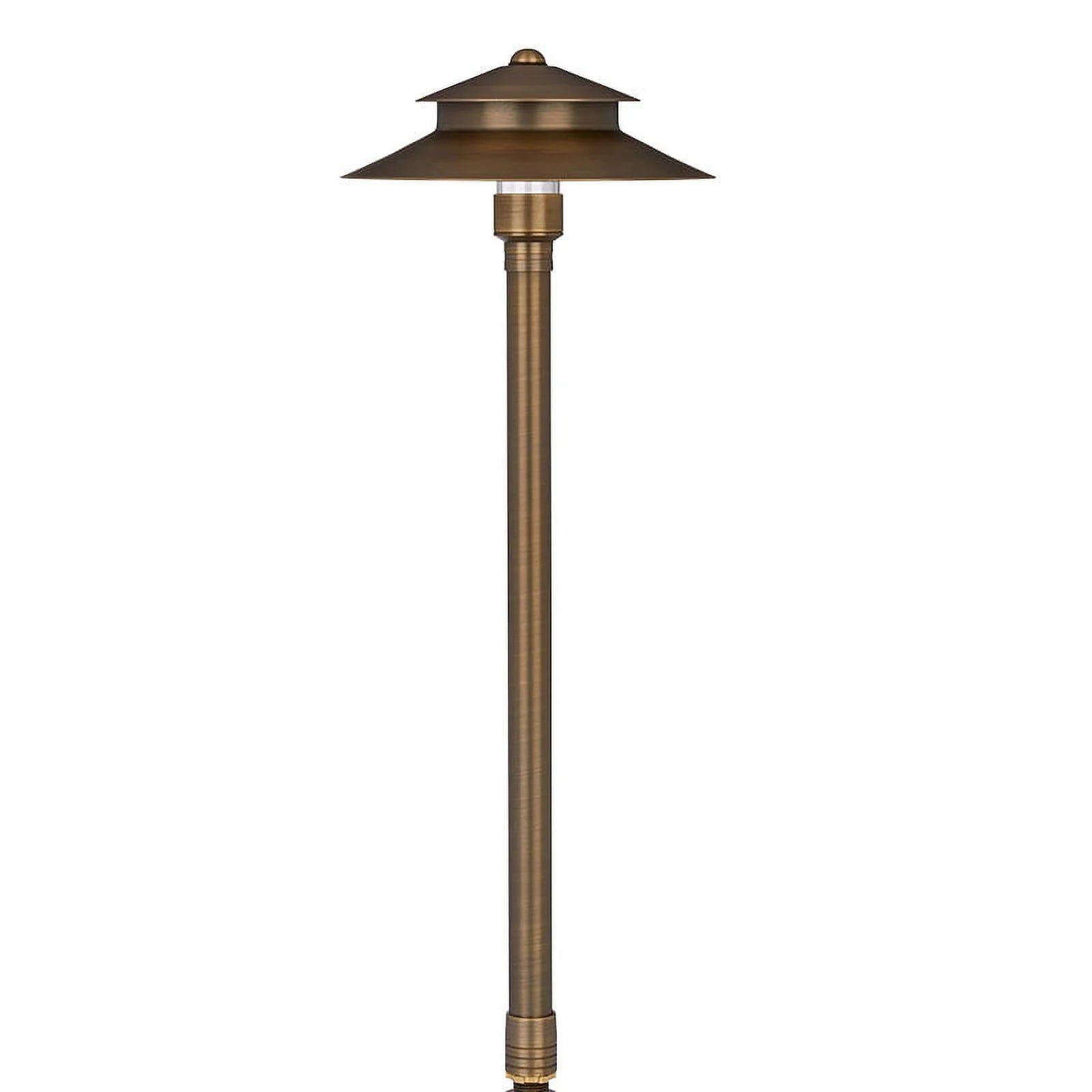 VOLT Stratum 12V Brass 2-Tier Path Light (9" Shade, 25" Tall)