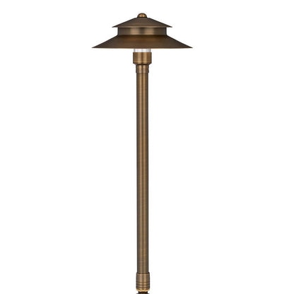 VOLT Stratum 12V Brass 2-Tier Path Light (9" Shade, 25" Tall)