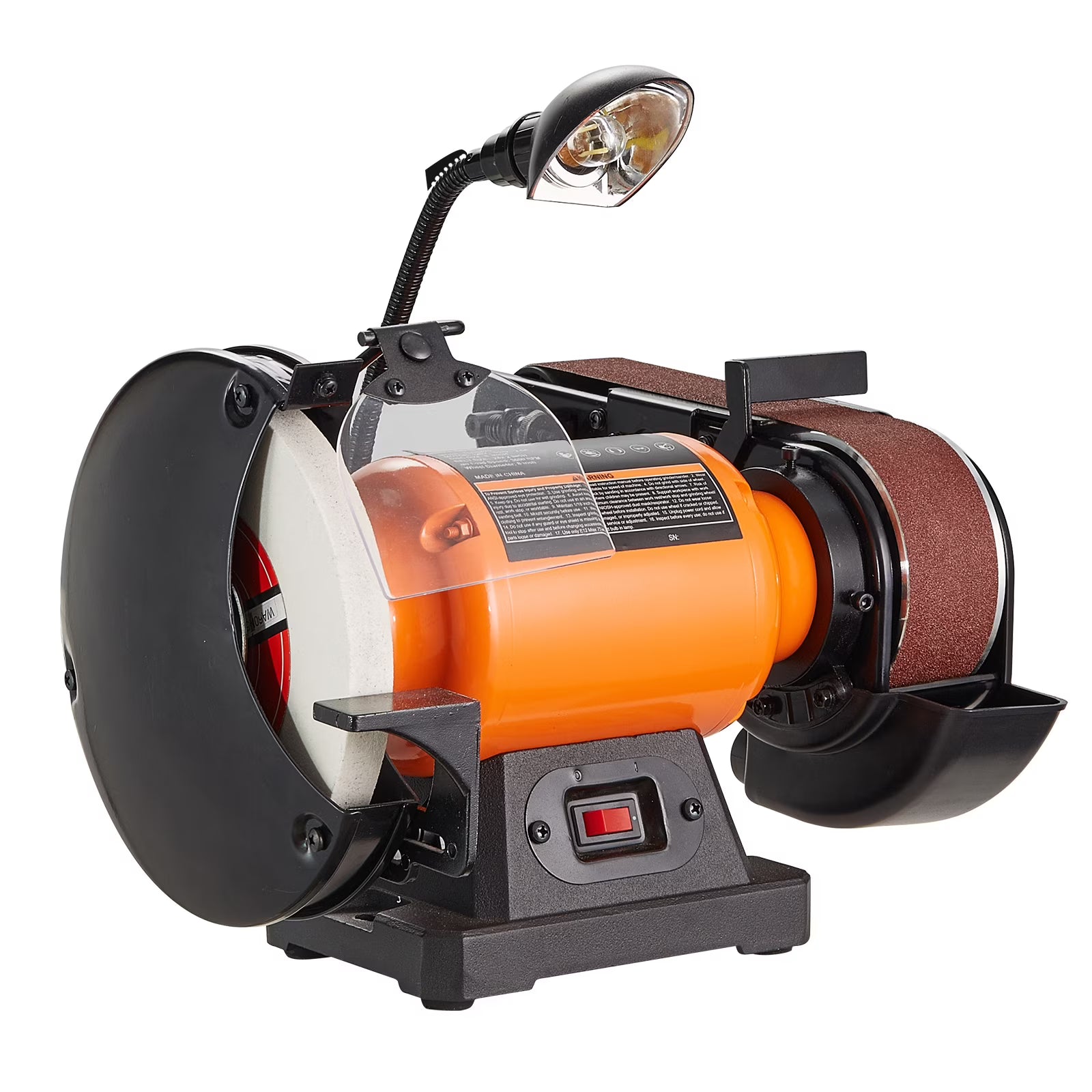 KFFKFF 8" Bench Grinder & 2x28" Belt Sander Combination, Equipped with 2.5A Induction Motor for Metal Sharpening and Grinding