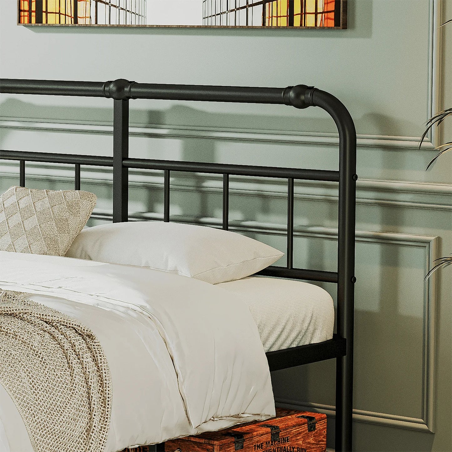 QFTIME 14" King Bed Frame with Headboard and Footboard, Heavy Duty Metal Platform, Premium Steel Slat Mattress Foundation with Storage, No Box Spring Needed