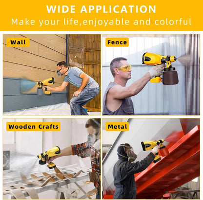 Cordless Paint Sprayer Airless for Dewalt 20V Battery - HVLP Spray Paint with 800W Brushless Motor, 4 Copper Nozzles, 34oz (1000ml) Capacity