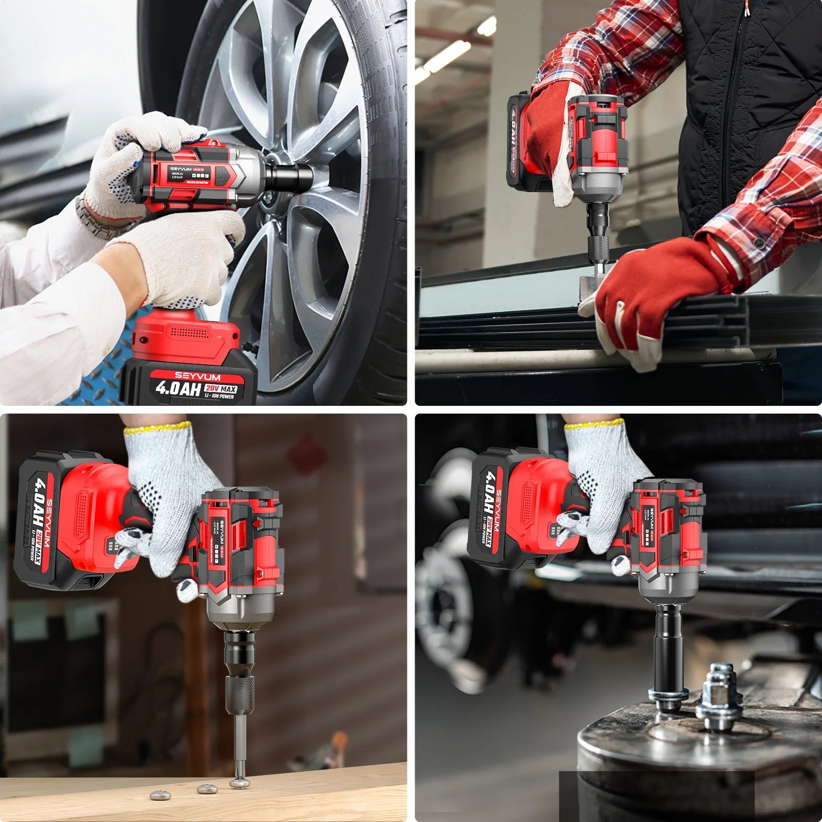 Cordless Impact Wrench, 1/2" Impact Gun, Max Torque 440 Ft-lbs (600 N.m) Heavy Duty Cordless Impact Driver, 3500 RPM Electric Impact Drill, 20V Brushless, 2x4.0Ah Li-ion Battery, 4Pcs Impact Sockets