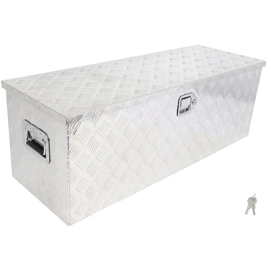 CCIYU 44 Inch Aluminum Truck Bed Toolboxes, Heavy Duty Truck Tool Box with Lock Keys, Storage Tool Box Chest Box Organizer for Pickup, RV, Truck Bed, Trailer, 44"x15"x15", Silver