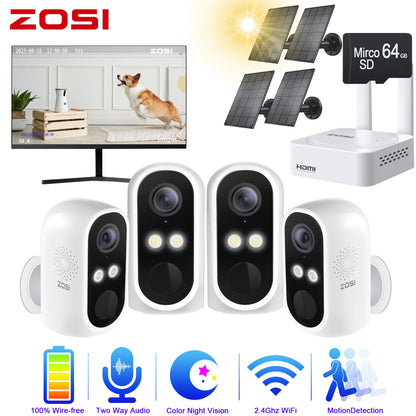 3MP Security Camera System with Audio, ZOSI 8CH Wi-Fi Security Camera System, 2K Outdoor with Color Night Vision,2TB HDD for 24/7 Recording, Smart Home Security