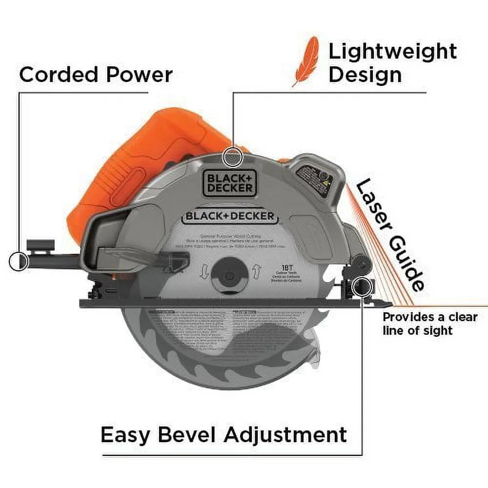 BLACK+DECKER 7-1/4-Inch Circular Saw with Laser, 13-Amp BDECS300C
