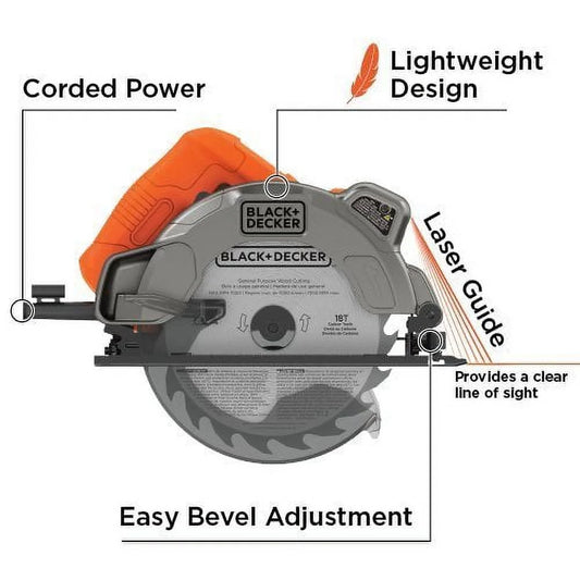 BLACK+DECKER 7-1/4-Inch Circular Saw with Laser, 13-Amp BDECS300C