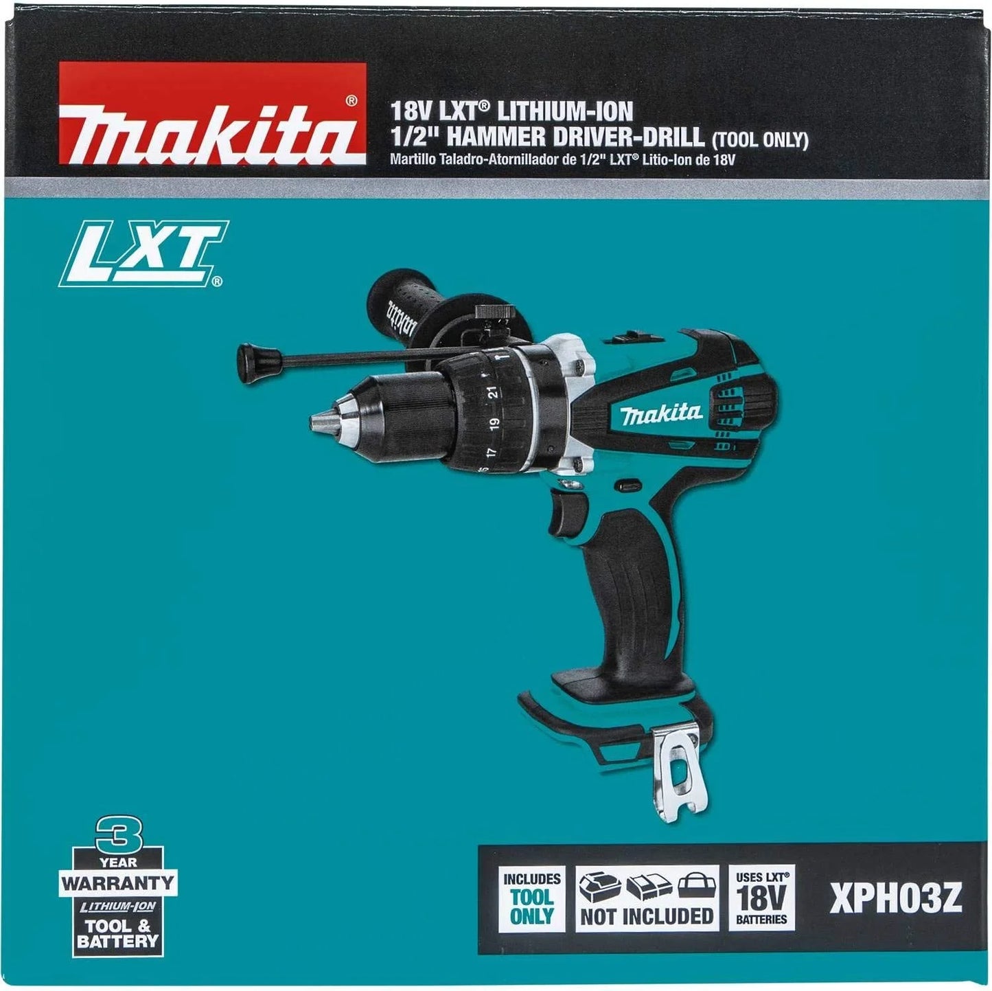 Open Box Makita XPH03Z 18V LXT Lithium-Ion Cordless 1/2" Hammer Driver-Drill, Tool Only