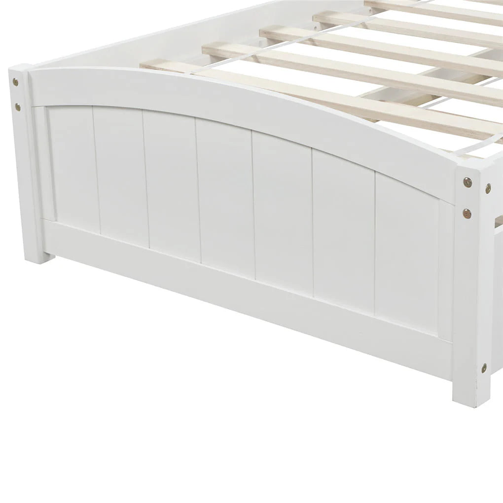 Irene Inevent Bed Frame Wooden Mattress Foundation 2 Storage Drawers Headboard Platform Bed for Bedroom, White
