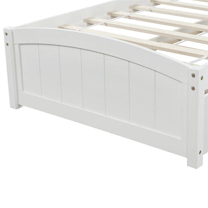 Irene Inevent Bed Frame Wooden Mattress Foundation 2 Storage Drawers Headboard Platform Bed for Bedroom, White