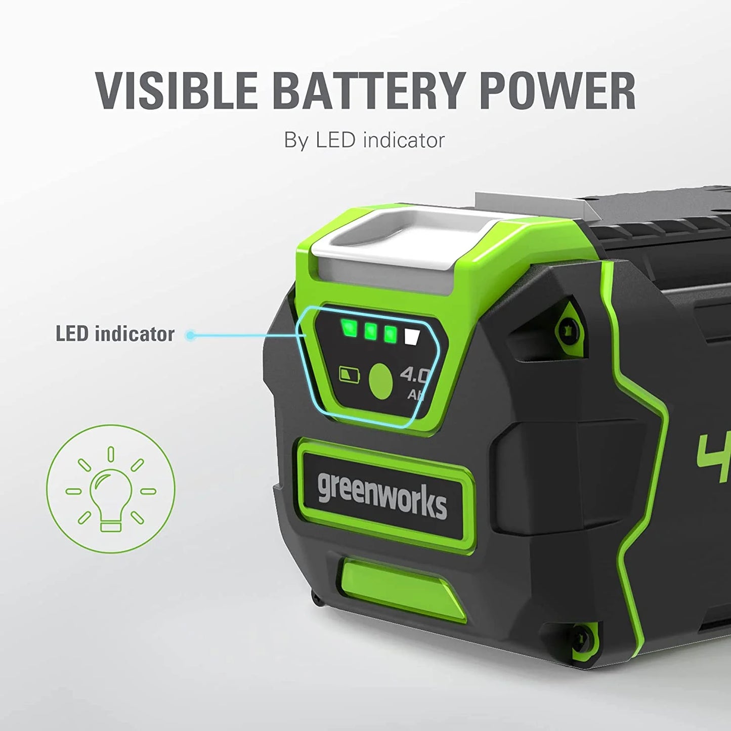 Greenworks G-MAX 40V 4.0 Ah Lithium-Ion Battery, High Performance, Fade-free Power