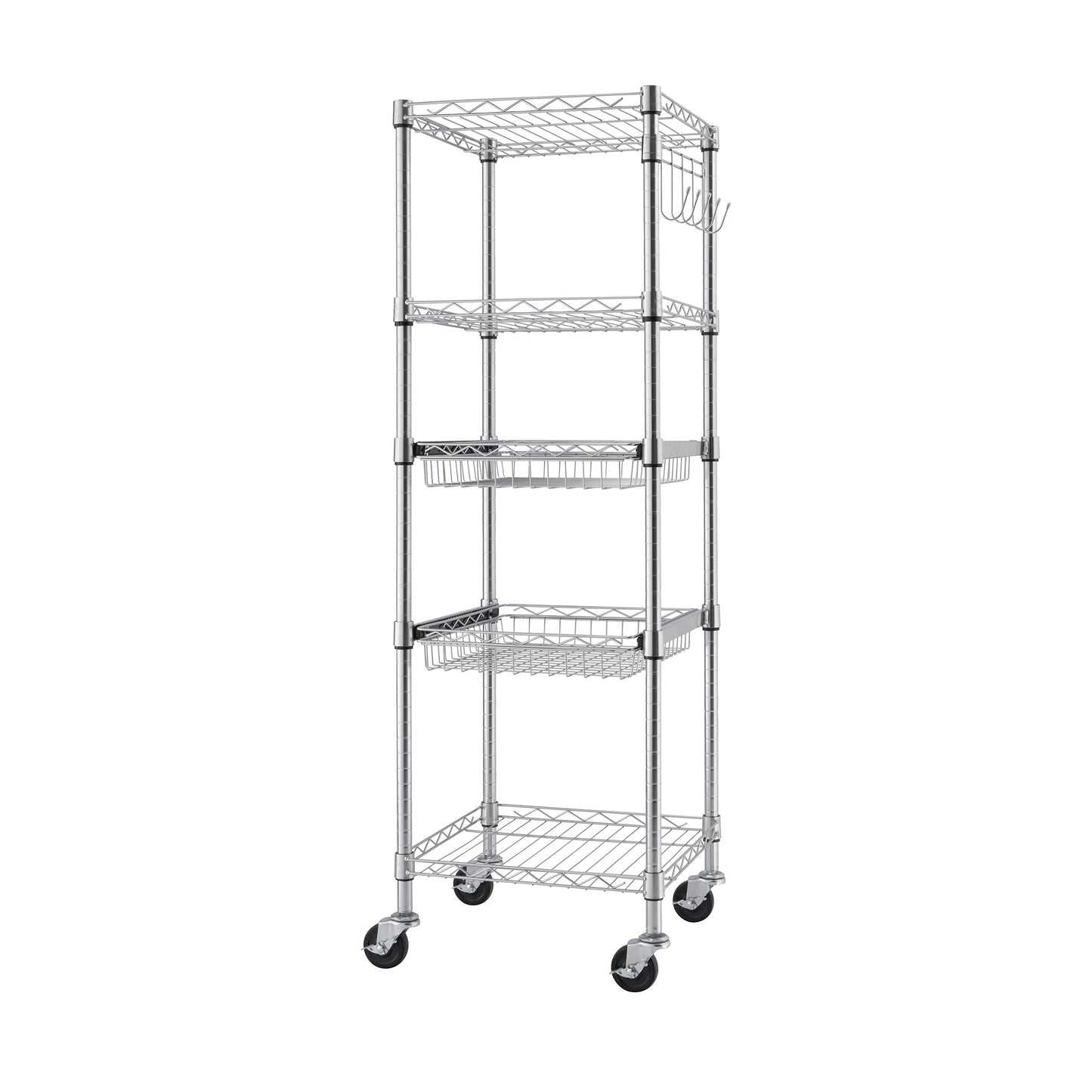 TRINITY EcoStorage 5-Tier NSF Rack w/Sliding Pull-Out Baskets & Wheels