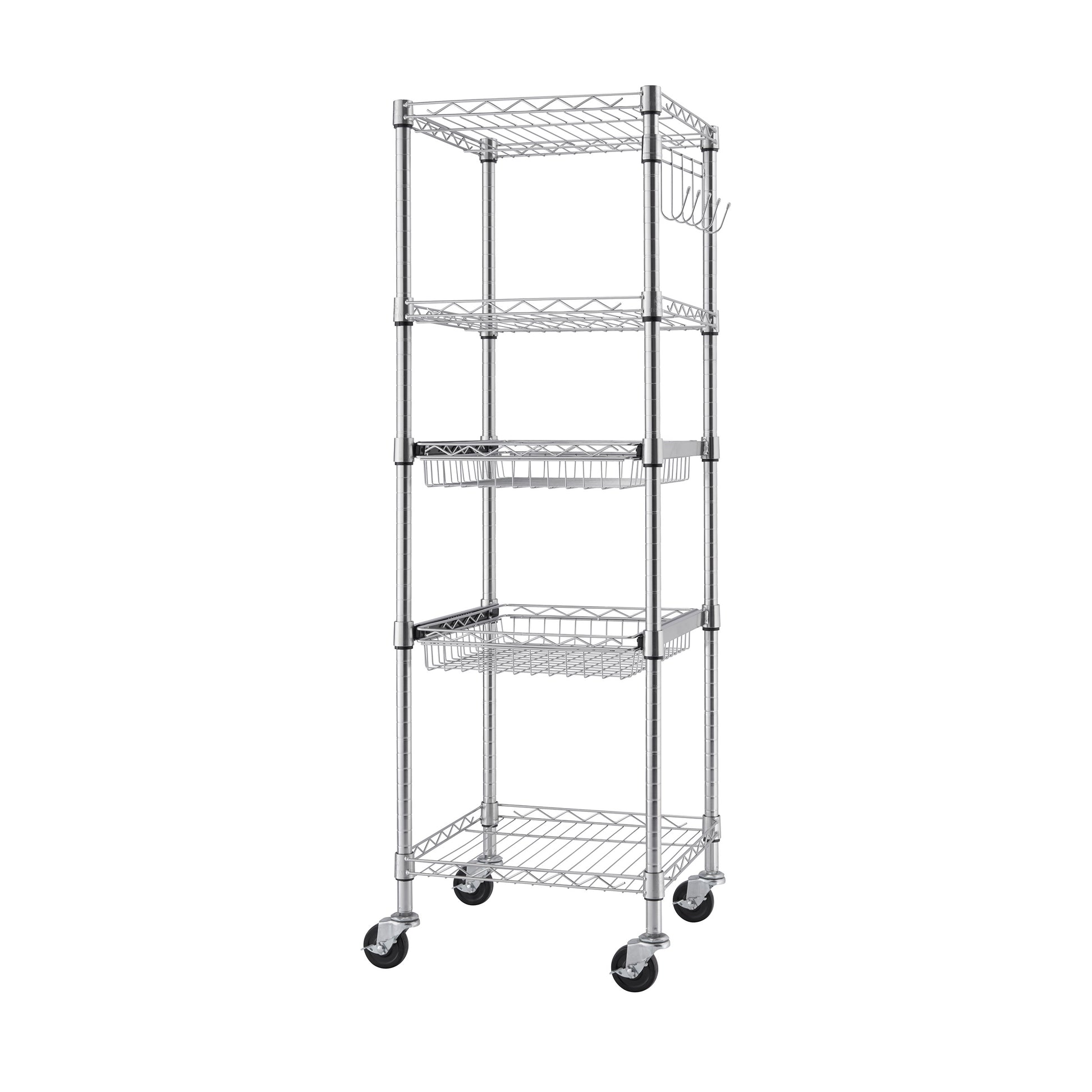 TRINITY EcoStorage 5-Tier NSF Rack w/Sliding Pull-Out Baskets & Wheels