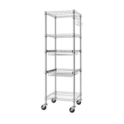 TRINITY EcoStorage 5-Tier NSF Rack w/Sliding Pull-Out Baskets & Wheels