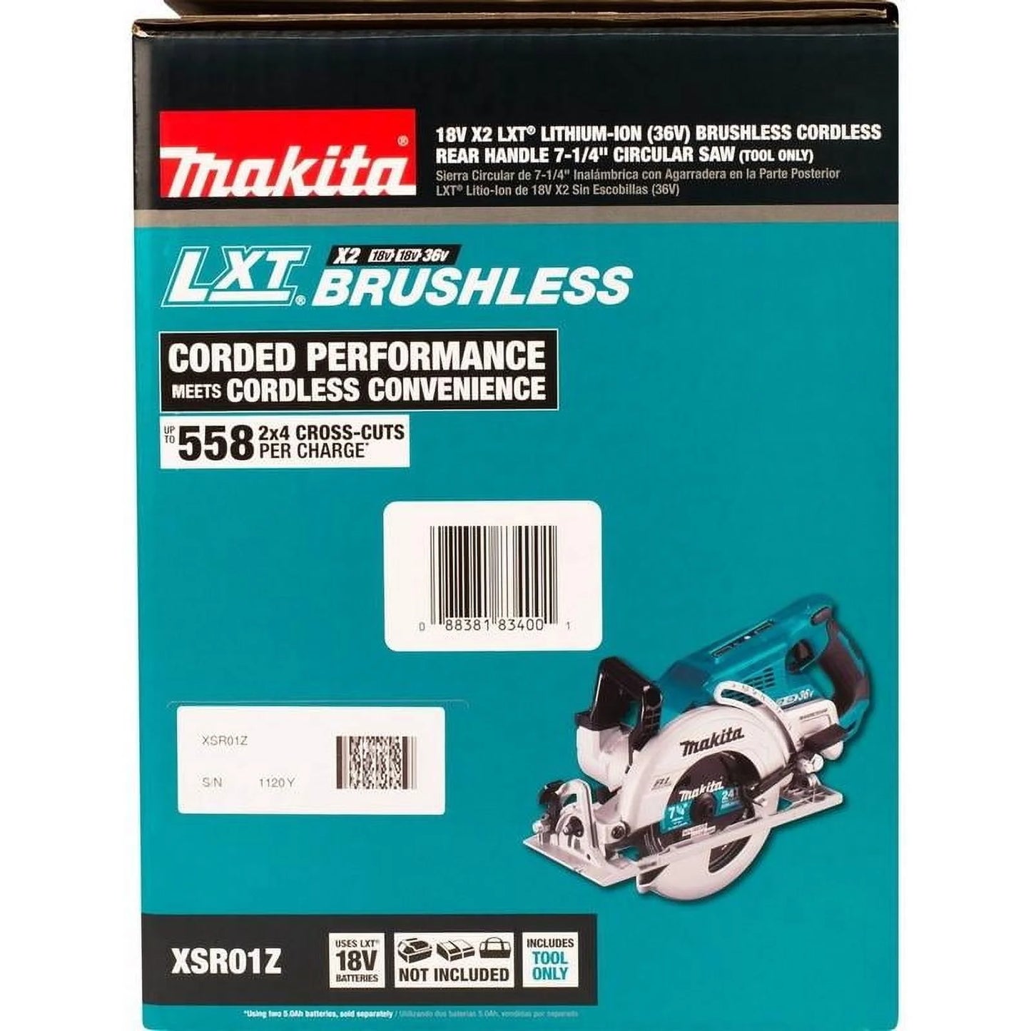 Open Box Makita 18V 7-1/4 in. Cordless Brushless Circular Saw Tool Only