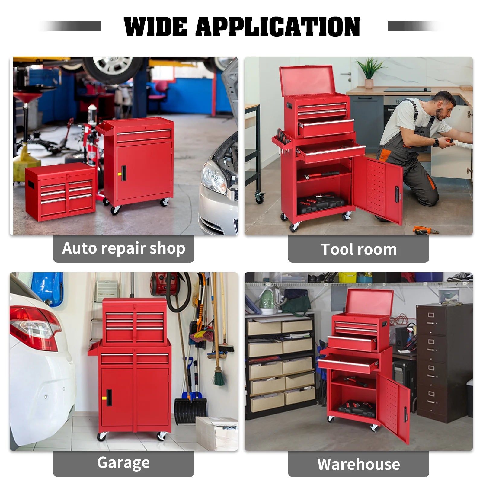 Zimtown Rolling Tool Chest, 4-Drawer Tool Box Organizer, Tool Storage Cabinet