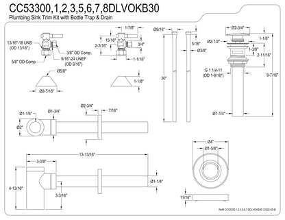 Kingston Brass CC53301DLVOKB30 Modern Plumbing Sink Trim Kit with Bottle Trap and Overflow Drain, Polished Chrome