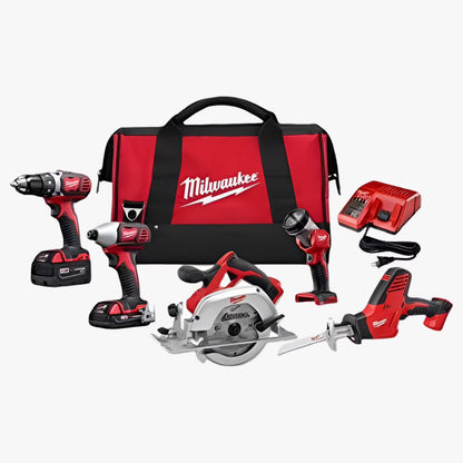 Milwaukee M18 18V Lithium-Ion Cordless Power Tool Set, 5 Pack