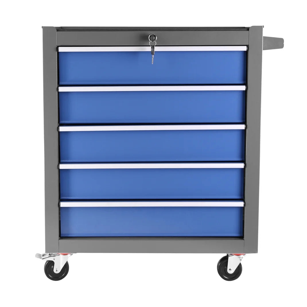 Rolling Tool Chest with 5-Drawer, Tool Box with Wheels, Multifunctional Tool Cart Mechanic Tool Storage Cabinet for Garage, Warehouse, Workshop, Repair Shop, Blue