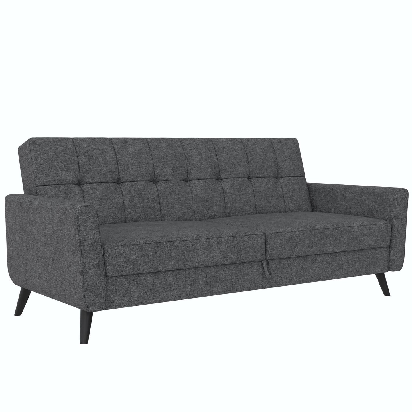 Queer Eye Liam Futon with Storage, Convertible Sofa, Gray Linen