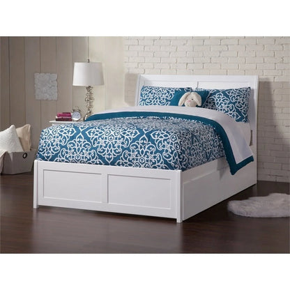 Pemberly Row Traditional Solid Wood Full Storage Platform Bed in White