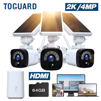 TOGUARD SC51 10CH 4MP Solar Wireless Security Camera System Outdoor with NVR, CCTV Camera Security System HDMI Output