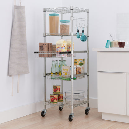 TRINITY EcoStorage 5-Tier NSF Rack w/Sliding Pull-Out Baskets & Wheels