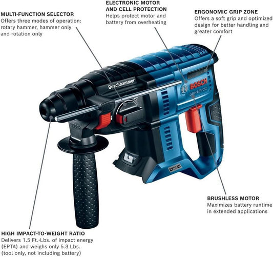 BOSCH GBH18V-21N 18V Brushless SDS-plus 3/4 In. Rotary Hammer (Bare Tool)