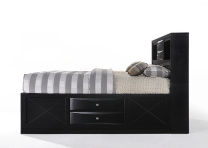 Acme Furniture Ireland Full Bed with Storage in Black Rubberwood, Multiple Sizes