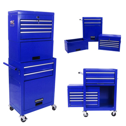 NIGSQJB 3-In-1 Tool Chest on Wheels with 6 Drawers, 52"H Tool Storage Cabinet with Auto Locking System,Detachable Top,Tool Box Organizer for Garage,Workshop,Repair Shop,DIY, Red