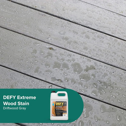 DEFY Extreme Wood Stain and Sealer in One - 5 Gallon Semi-Transparent Waterproof Coating for All Wood Types - Gray