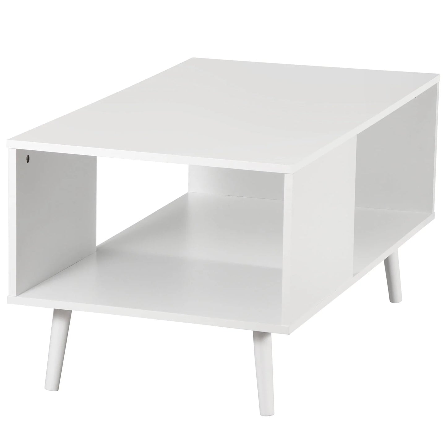 ZENSTYLE Durable MDF Coffee Table with Open Storage Shelf for Living Room Modern Furniture White