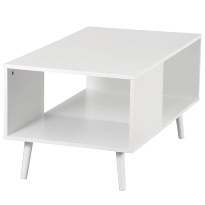ZENSTYLE Durable MDF Coffee Table with Open Storage Shelf for Living Room Modern Furniture White