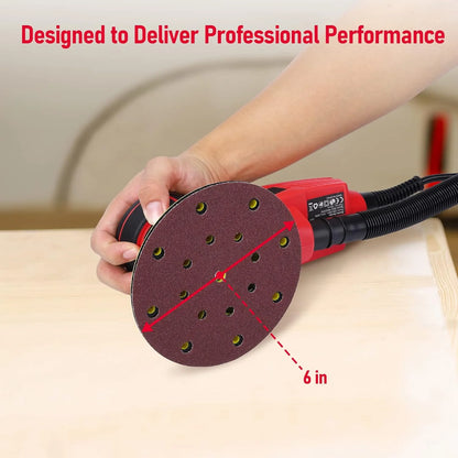 Electric Random Orbital Sander, Brushless Motor, Powerful 350W & Low Vibration Palm Sander, 10000 RPM Variable Speed, 6-Inch for Woodworking, Polishing, Carpentry