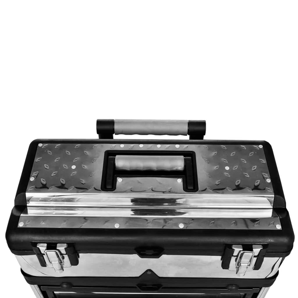 vidaXL 22.2" Stainless Steel Rolling Tool Boxes and Organizers with 2 Wheels Multicolor