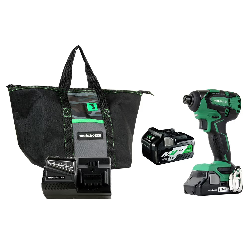 Metabo HPT WH18DBFL2TM 18V Brushless Lithium-Ion 1/4 in. Cordless Impact Driver Kit (3 Ah/5 Ah)