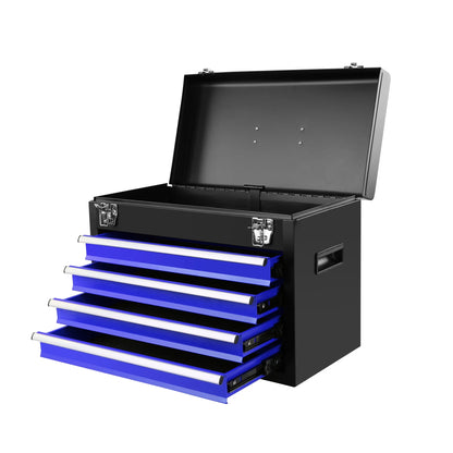 5-Drawer Rolling Tool Box, 2-IN-1 Hidden Multifunctional Tool Chest, Blue Tool Box on Wheels Storage Tool Organizer Cart, Hooks, Classification Box, Liner