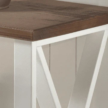 Woven Paths Solid Wood Storage Console Table, White/Reclaimed Barnwood