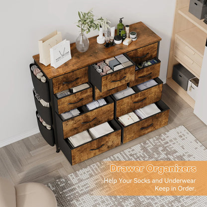Kidlove Non-woven Fabric Drawer Cabinet with 10 Drawers, Fabric Storage Cabinet Dresser Organizer, for Bedroom Hallway Entryway Closets